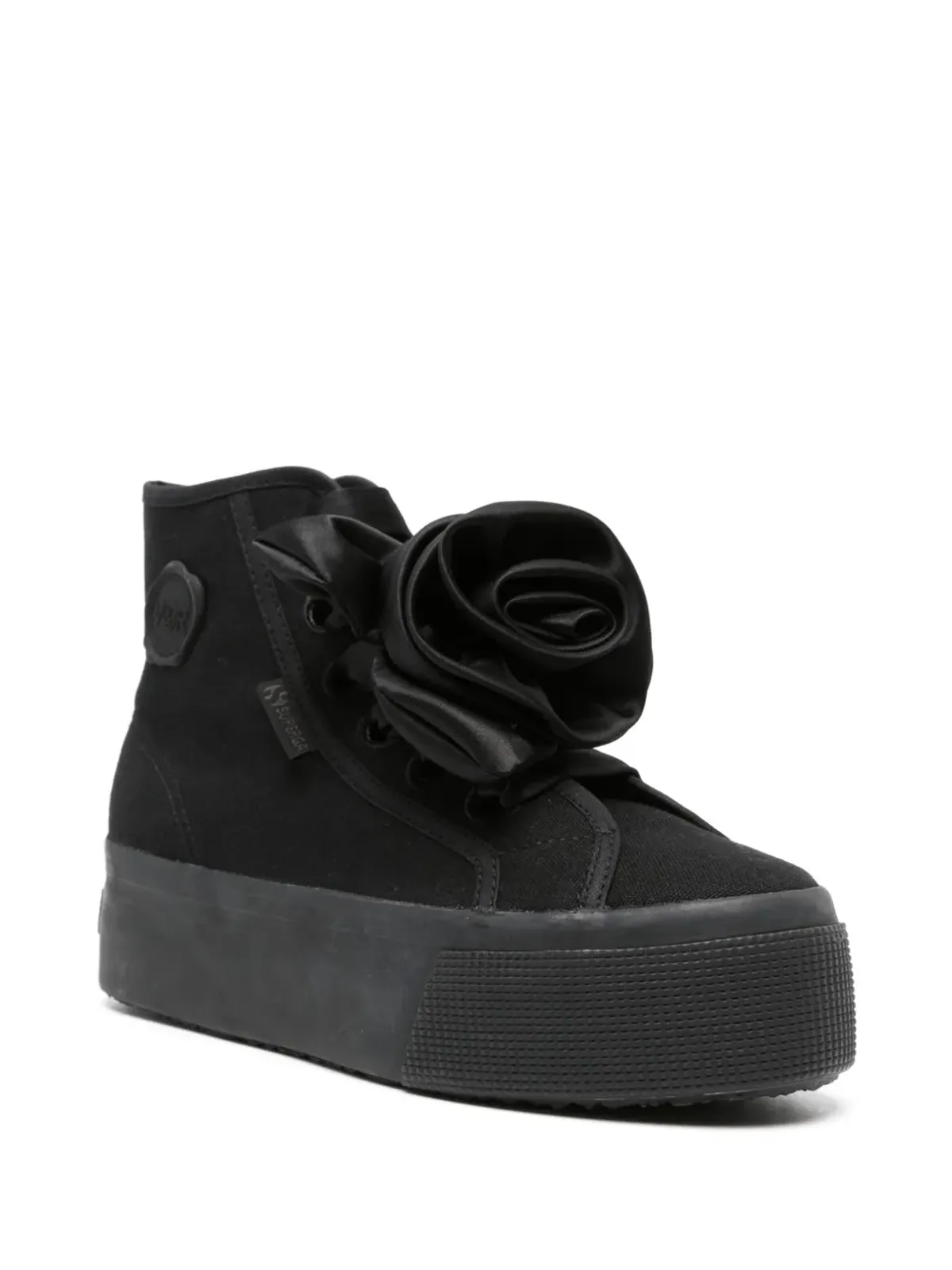 Viktor &amp; Rolf x Superga satin-rose high-top sneakers - Black - 画像2