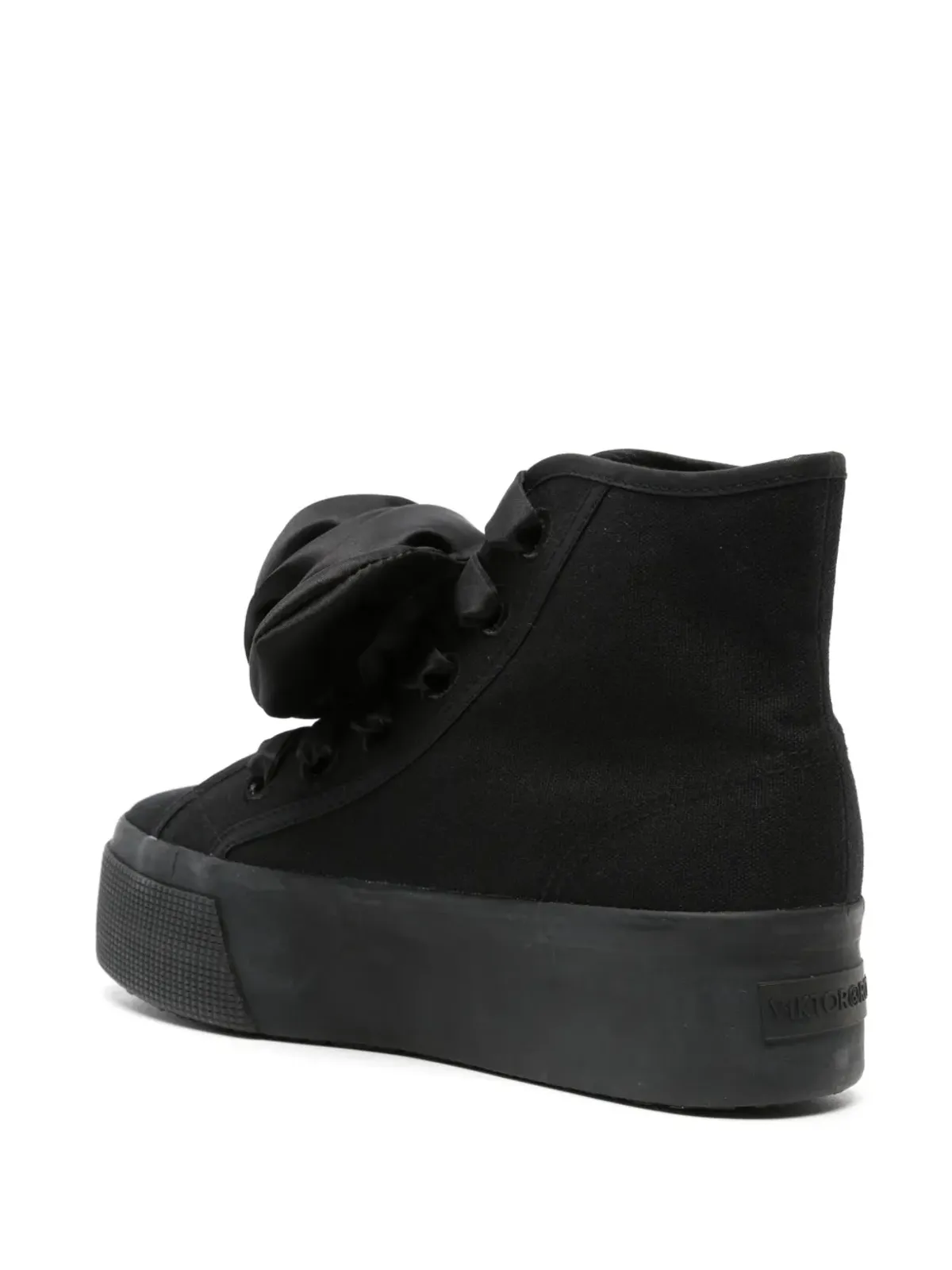 Viktor &amp; Rolf x Superga satin-rose high-top sneakers - Black - 画像3