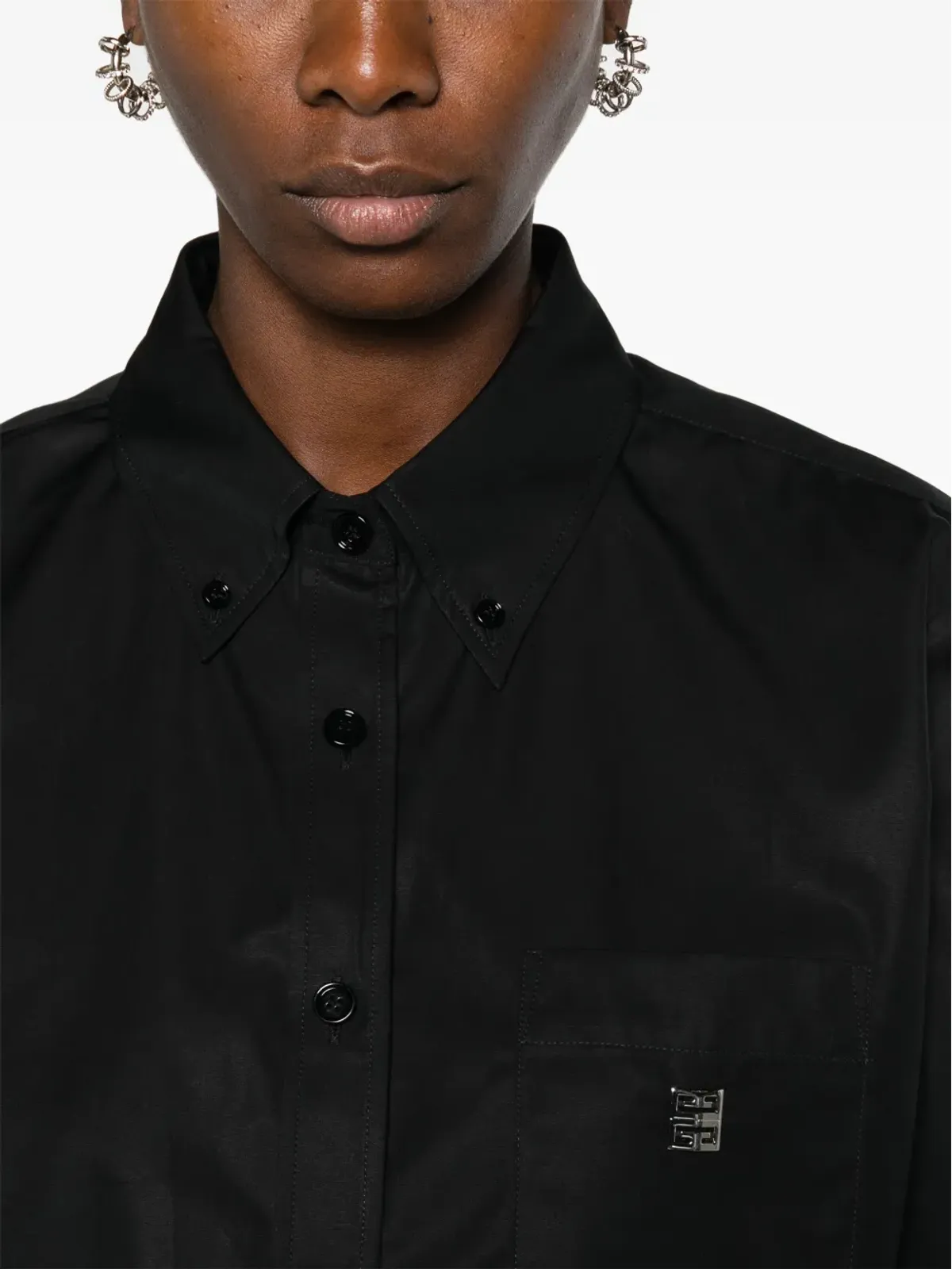 Givenchy 4Gプレート クロップドシャツ - ブラック - 画像5