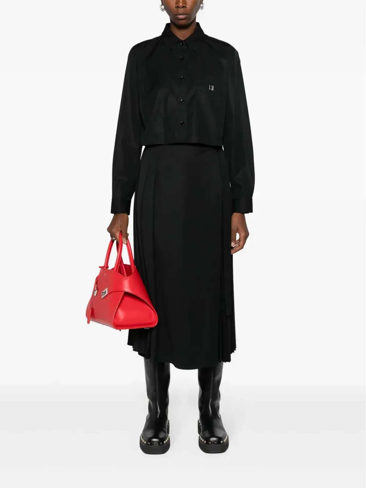 Givenchy 4Gプレート クロップドシャツ - ブラック - 画像2