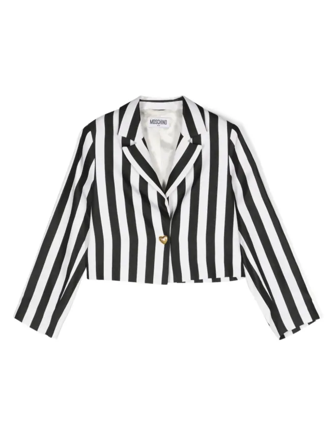 Moschino Kids Moschino Kids striped cropped blazer - Blackの商品画像