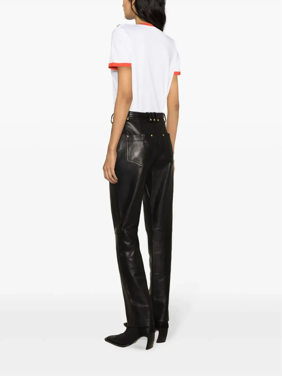 Balmain ベルト付きハイライズレザートラウザー - 画像4