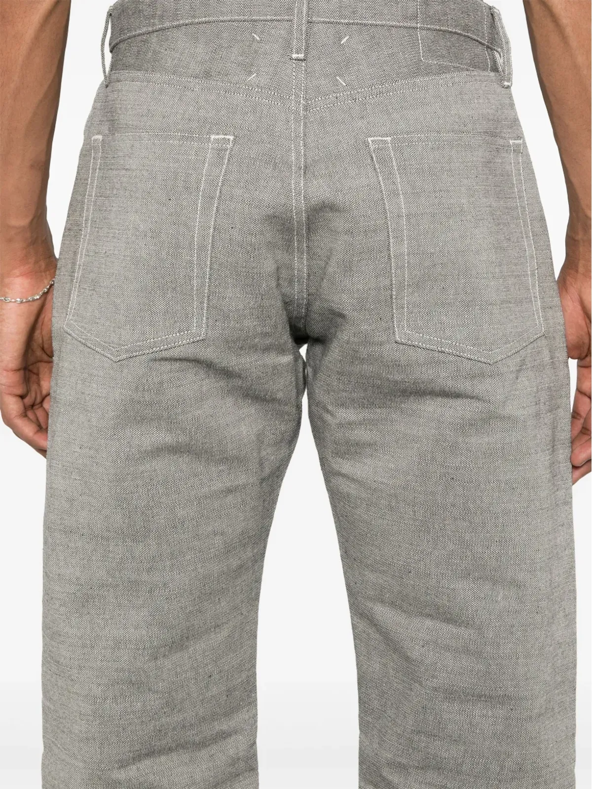 Maison Margiela フォーステッチ ロゴ テーパード ジーンズ - 画像5