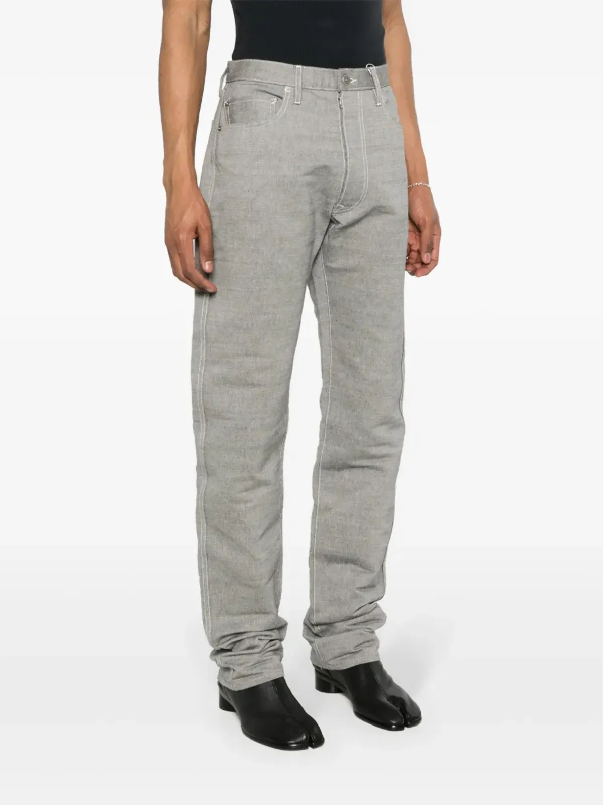 Maison Margiela フォーステッチ ロゴ テーパード ジーンズ - 画像3