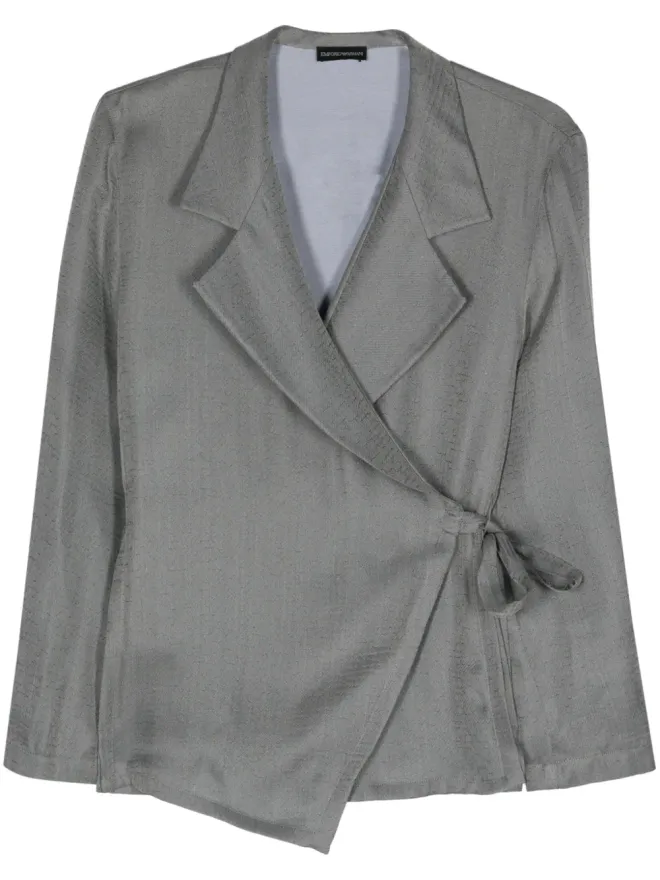 Emporio Armani Emporio Armani パターンジャカード ラップ ブレザー - グレーの商品画像