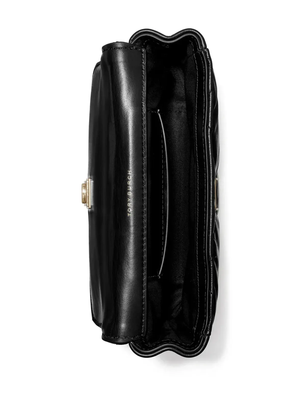 Tory Burch ミニ キラ ダイヤモンドキルティング フラップバッグ ブラック - 画像5