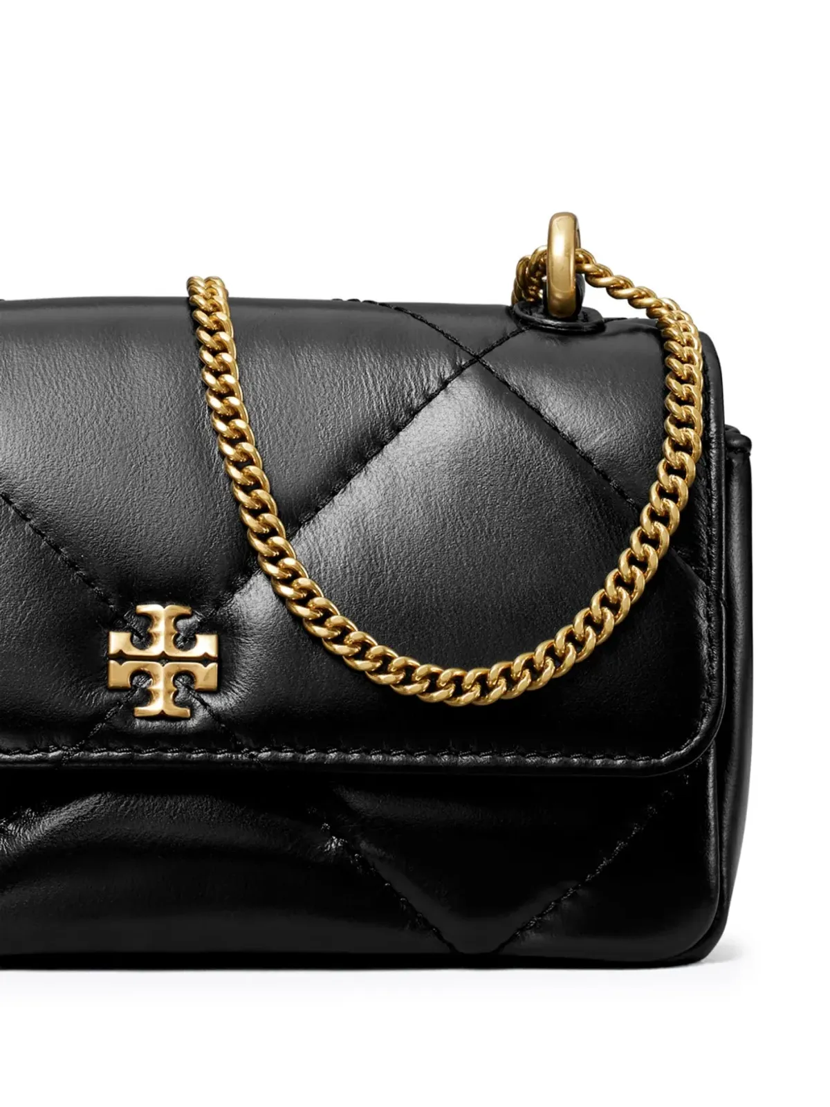 Tory Burch ミニ キラ ダイヤモンドキルティング フラップバッグ ブラック - 画像4