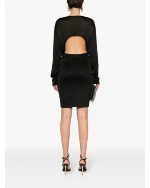 Saint Laurent オープンバックニットドレス - ブラック - サムネイル2