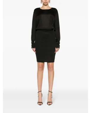 Saint Laurent オープンバックニットドレス - ブラック - サムネイル3