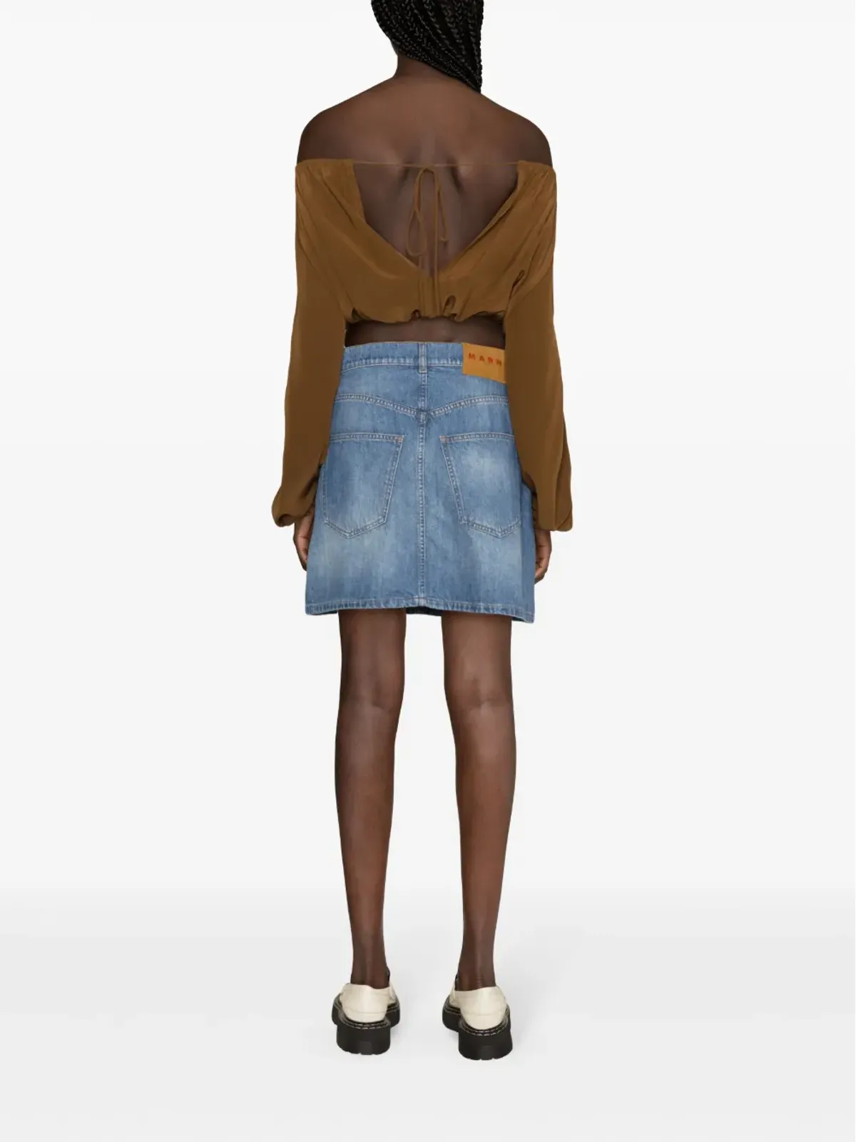 Marni アップリケディテール デニム ミニスカート ブルー - 画像4