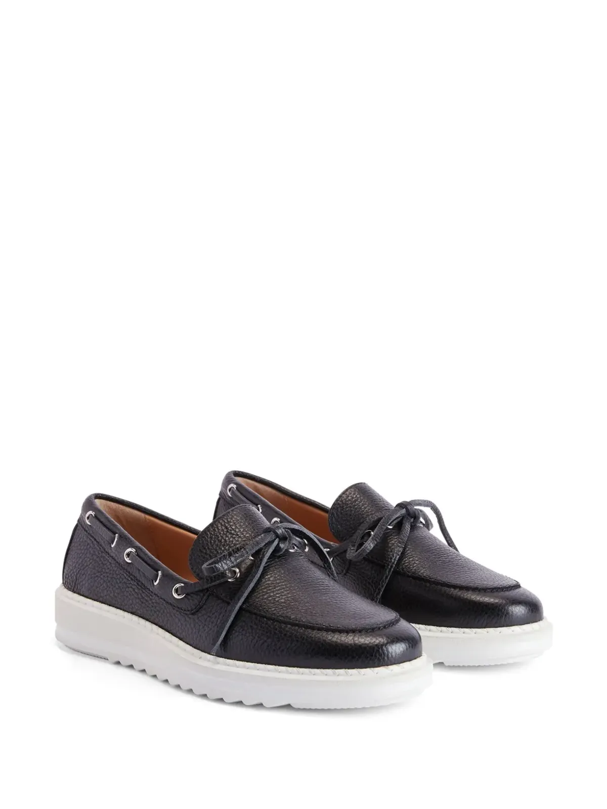 Giuseppe Zanotti アルフレッド グレインドレザー ボートシューズ - ブラック - 画像2