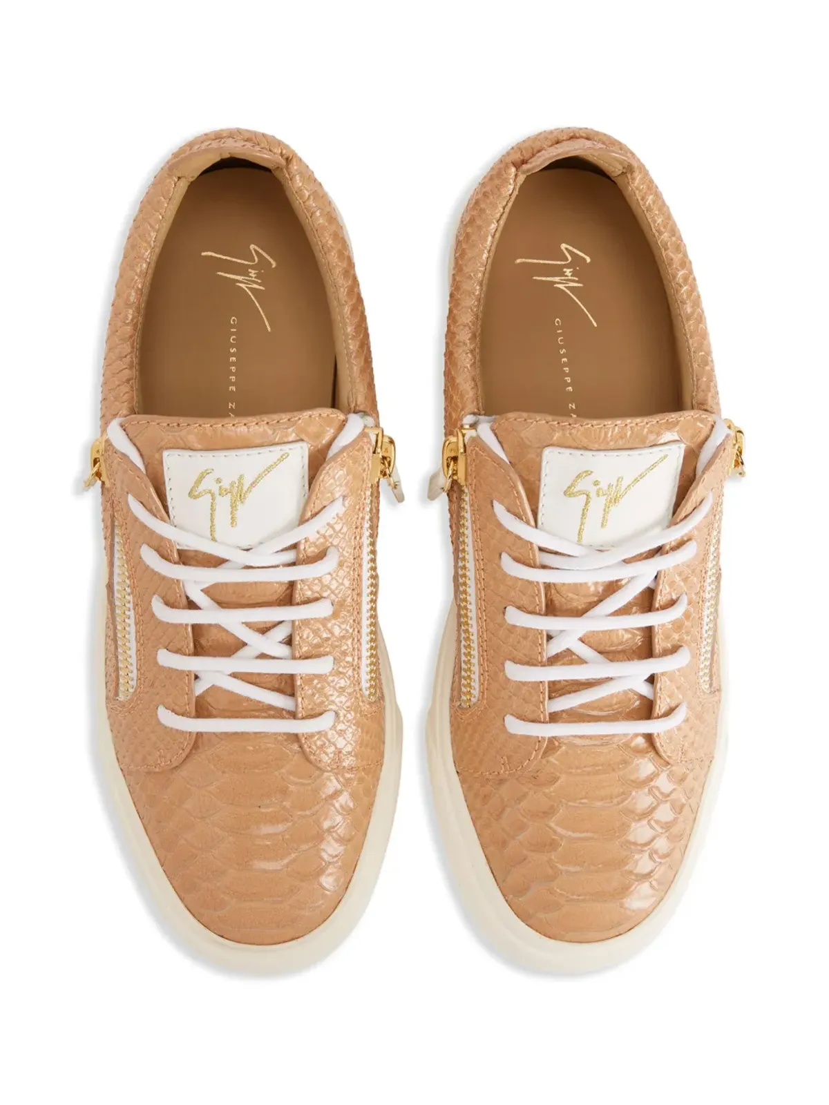 Giuseppe Zanotti Gail 蛇柄風レザー スニーカー - オレンジ - 画像4