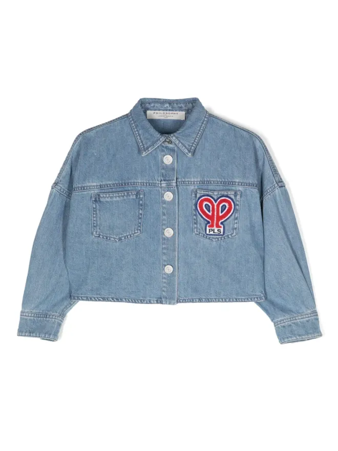 Philosophy Di Lorenzo Serafini Kids Philosophy Di Lorenzo Serafini Kids ロゴ刺繍クロップドデニムジャケットの商品画像