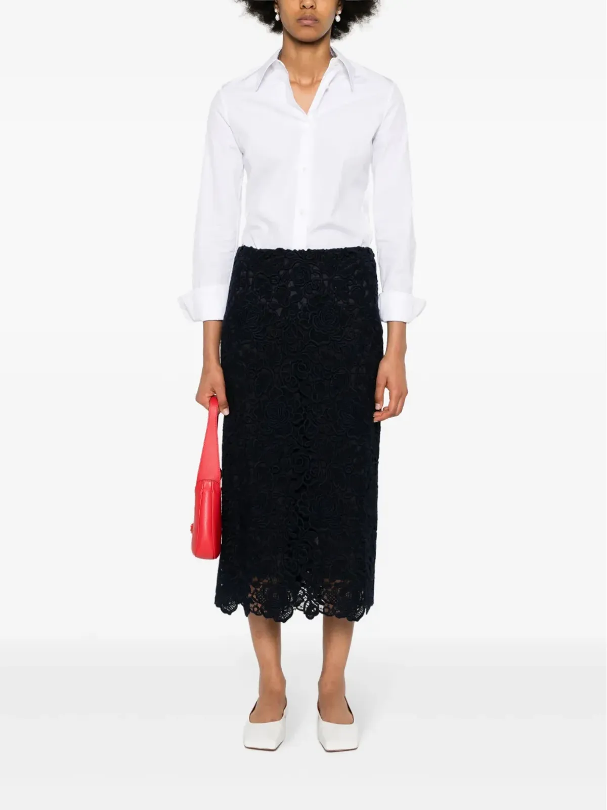 ビンテージ Valentino Garavani ローズグイプールレース スカート - ブルー - 画像2