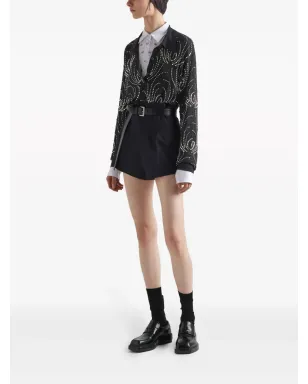 Prada クリスタル装飾カシミヤポロシャツ - グレー - サムネイル2