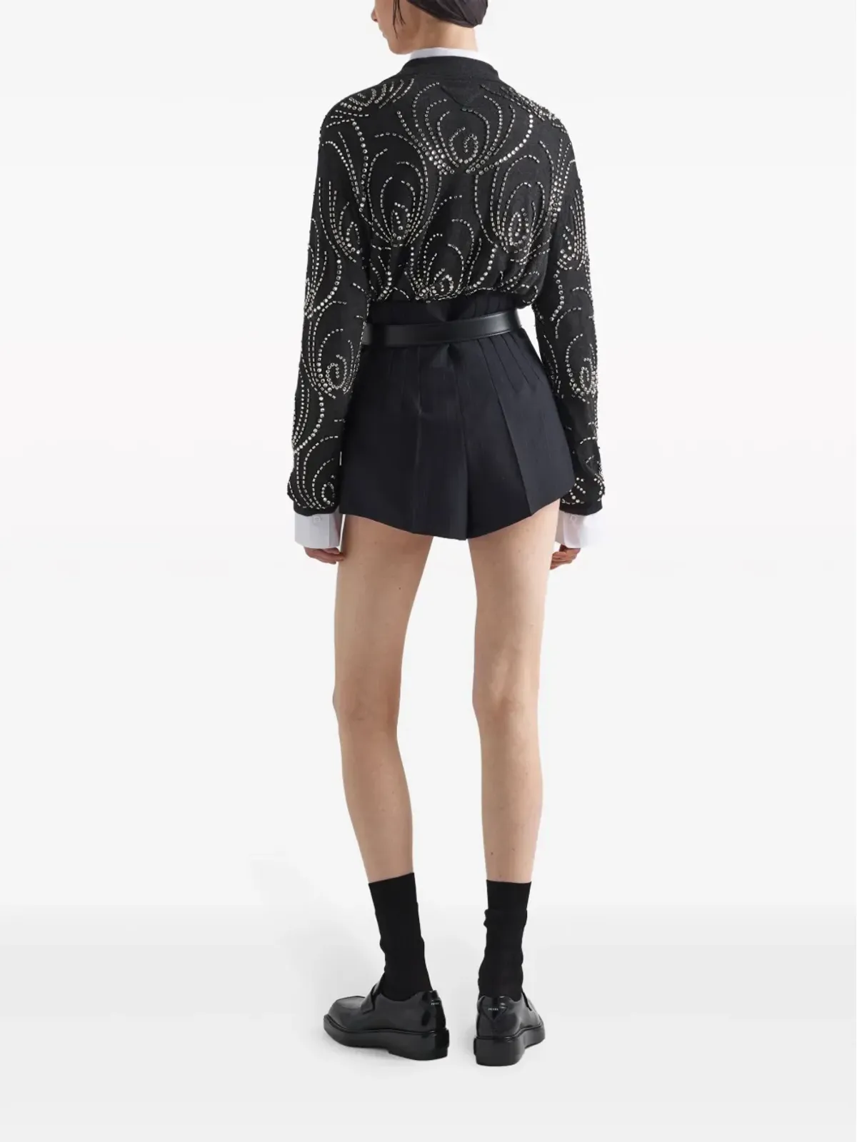 Prada クリスタル装飾カシミヤポロシャツ - グレー - 画像3