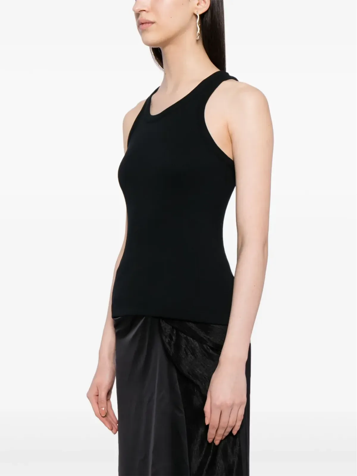 Vince ribbed-knit sleeveless tank top - Black - 画像3
