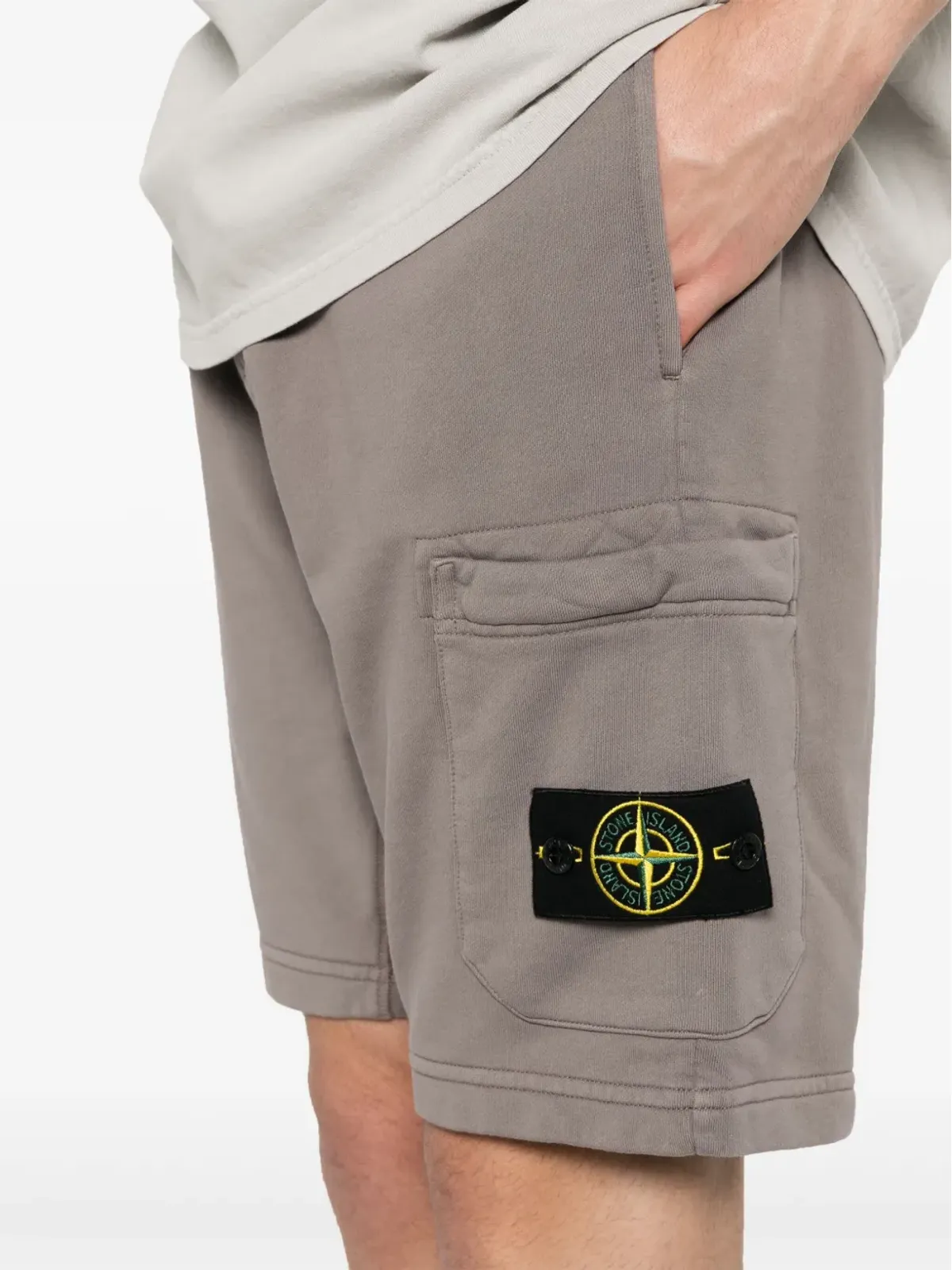Stone Island コンパスバッジ ジャージーショーツ ブラウン - 画像5