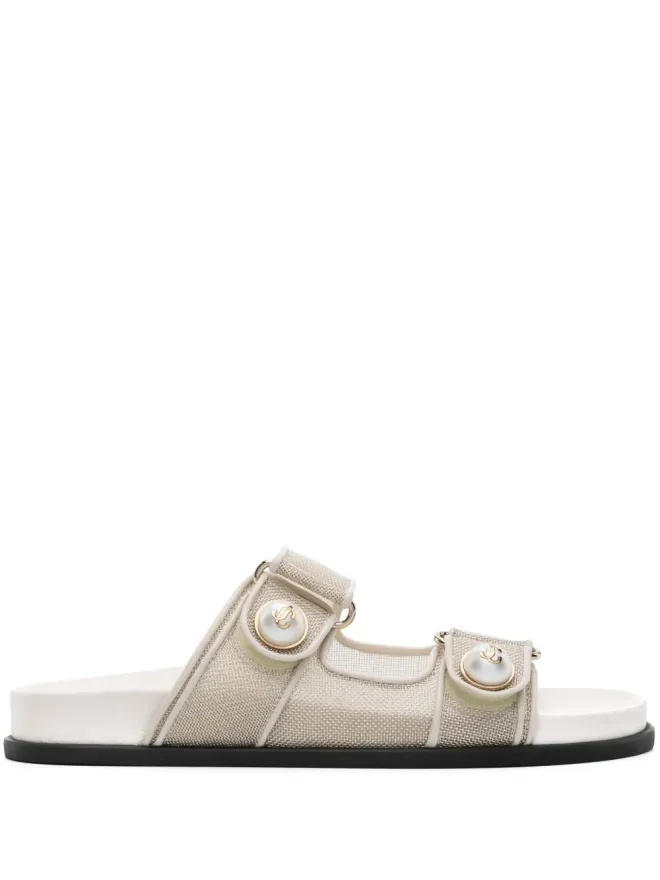 Jimmy Choo Jimmy Choo Fayence メタリックメッシュスライド - ベージュの商品画像