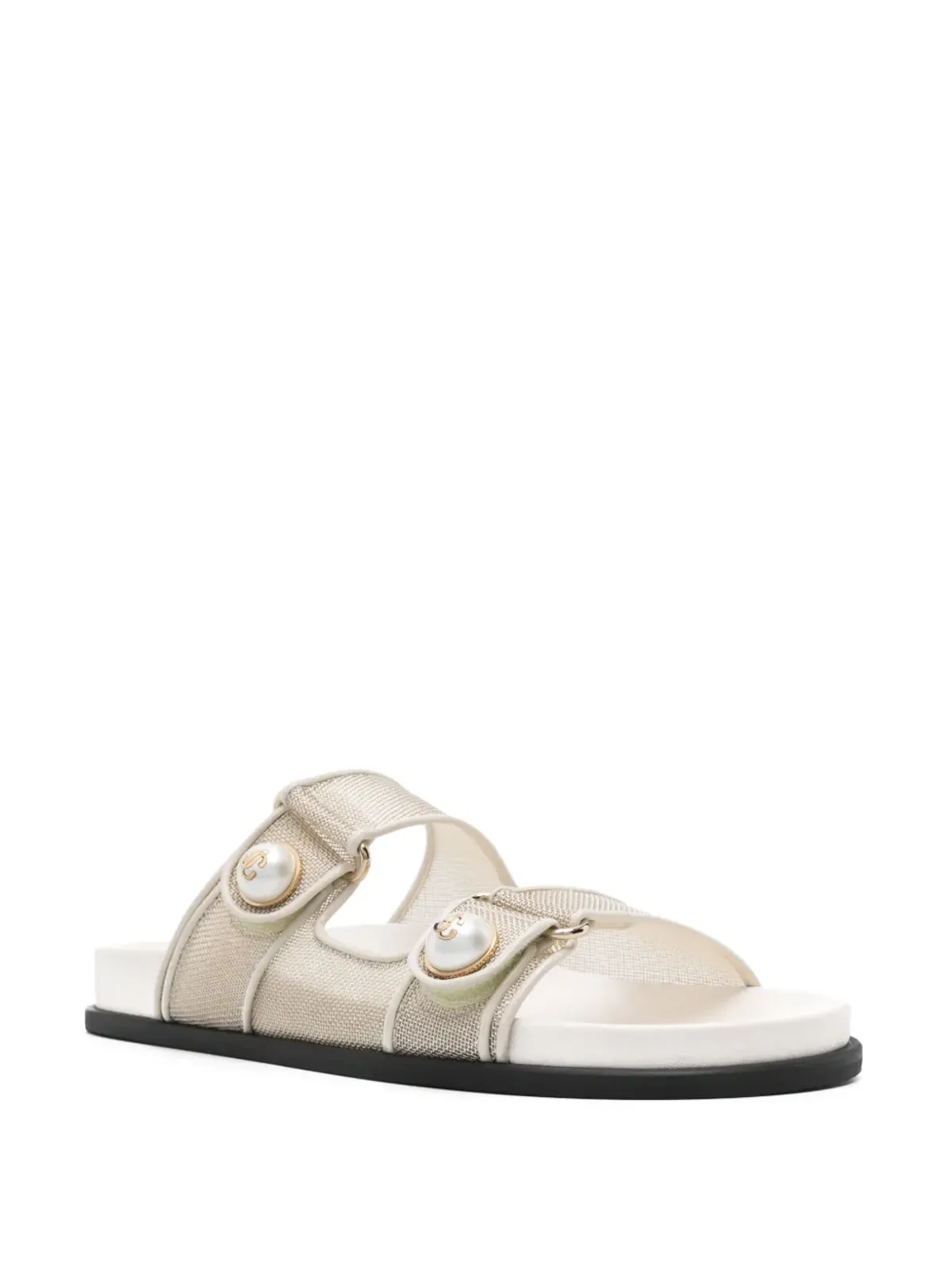 Jimmy Choo Fayence メタリックメッシュスライド - ベージュ - 画像2