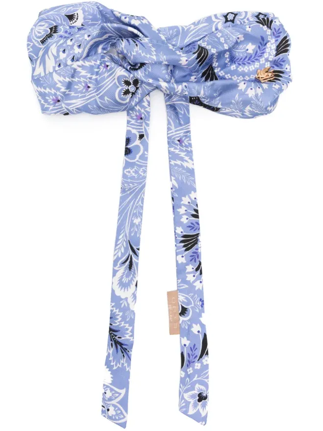 ETRO ETRO フローラルパターン ノットディテール ヘアバンド ブルーの商品画像