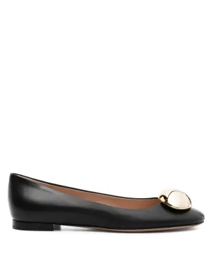 Gianvito Rossi ラウンドトゥ レザー バレリーナシューズ ブラック - サムネイル1