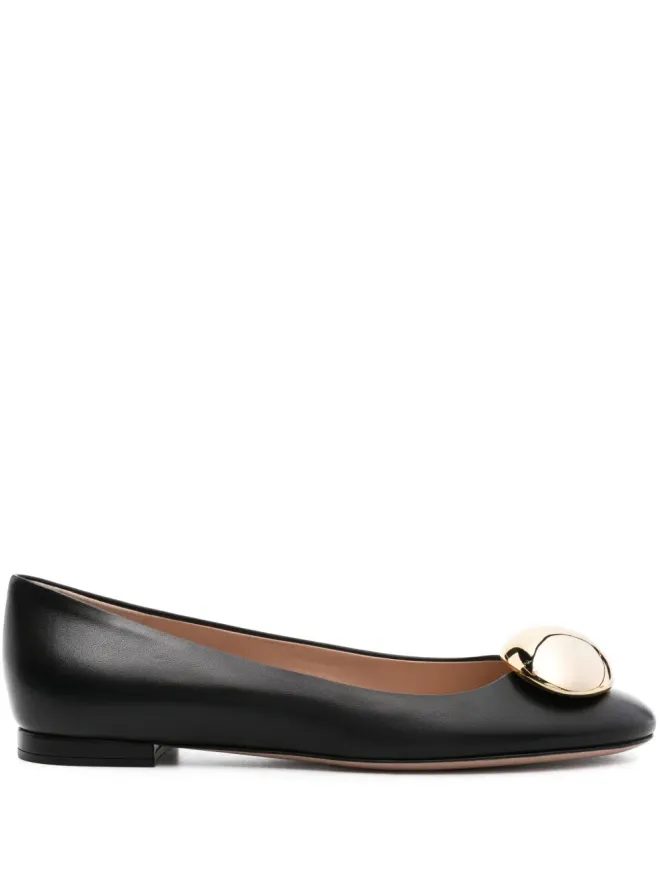 Gianvito Rossi Gianvito Rossi ラウンドトゥ レザー バレリーナシューズ ブラックの商品画像