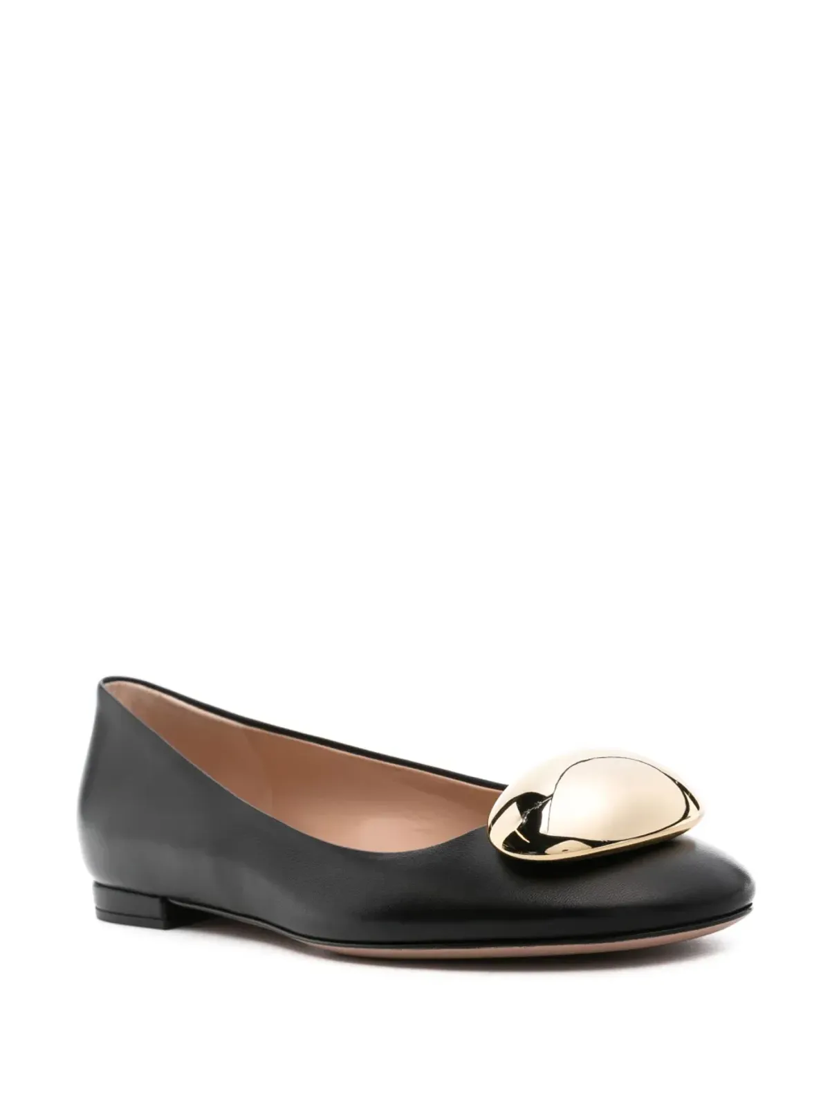 Gianvito Rossi ラウンドトゥ レザー バレリーナシューズ ブラック - 画像2