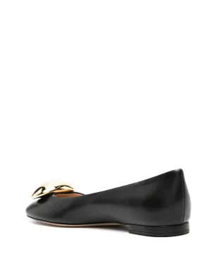 Gianvito Rossi ラウンドトゥ レザー バレリーナシューズ ブラック - サムネイル3