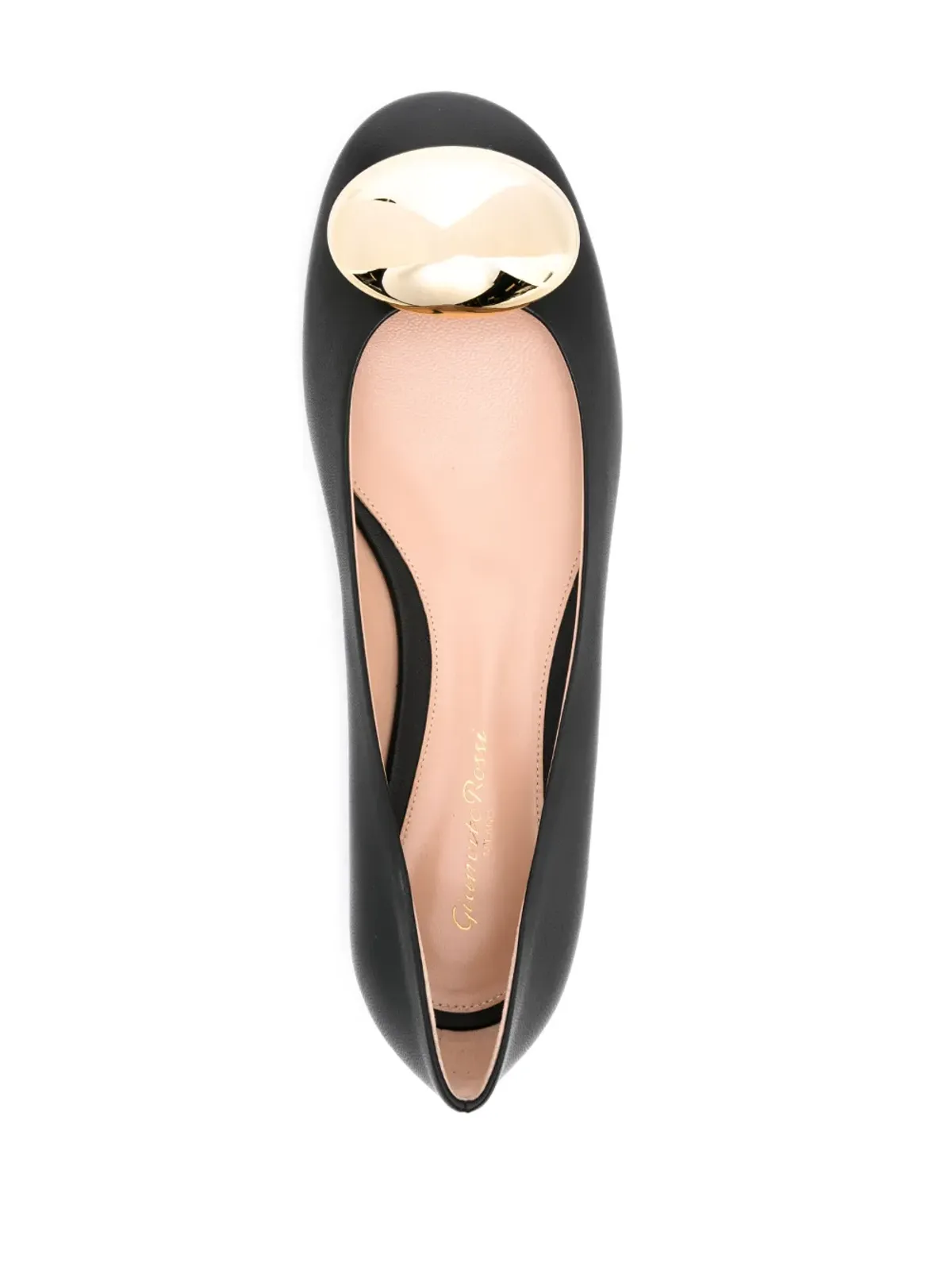 Gianvito Rossi ラウンドトゥ レザー バレリーナシューズ ブラック - 画像4
