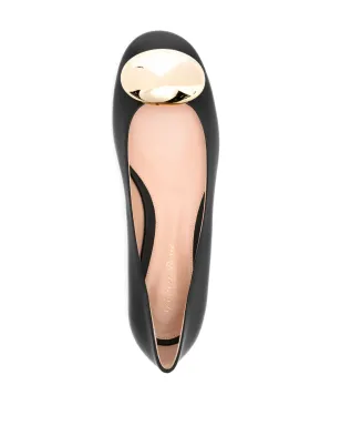 Gianvito Rossi ラウンドトゥ レザー バレリーナシューズ ブラック - サムネイル4