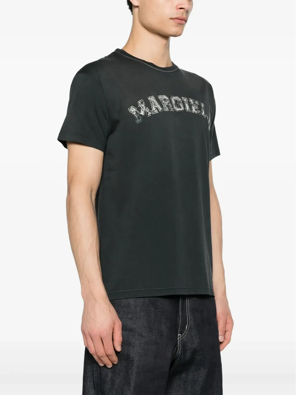 Maison Margiela ロゴプリント コットン Tシャツ - ブラック - 画像3