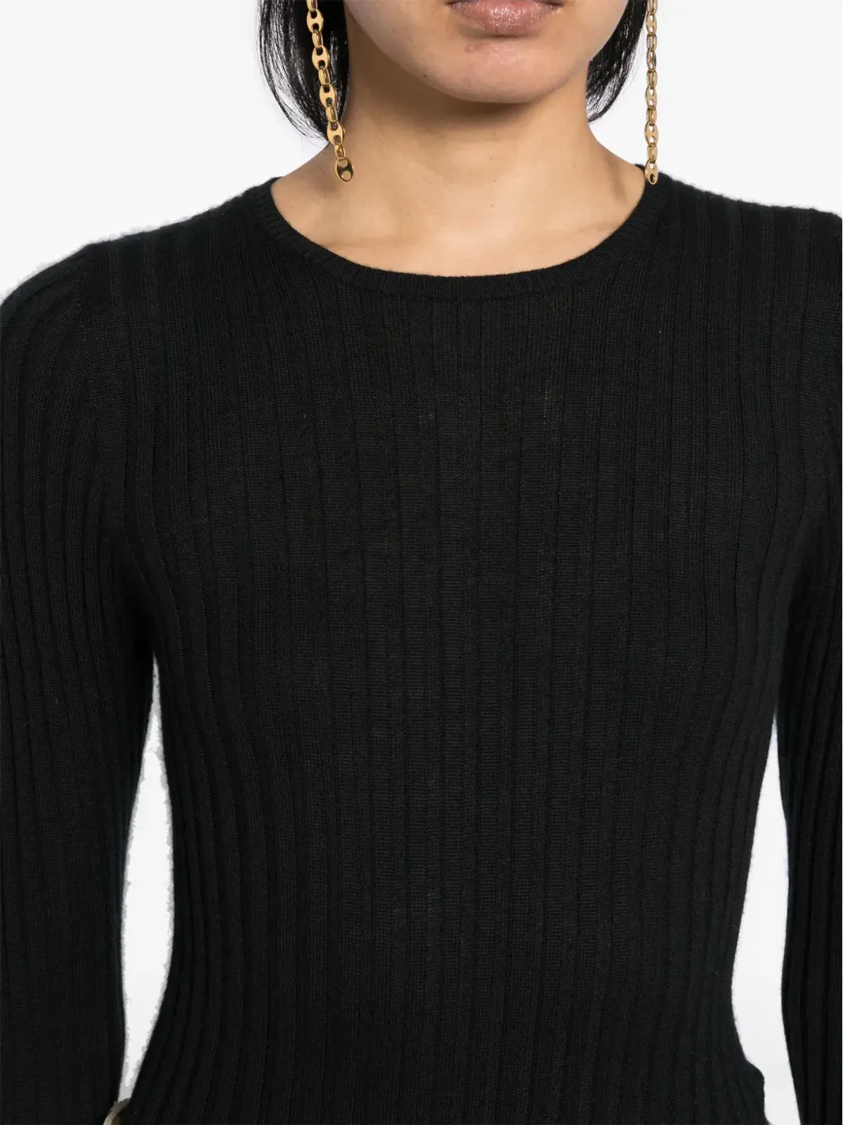 CHANEL ビンテージ 1997年 一枚仕立てニットトップ ブラック - 画像5