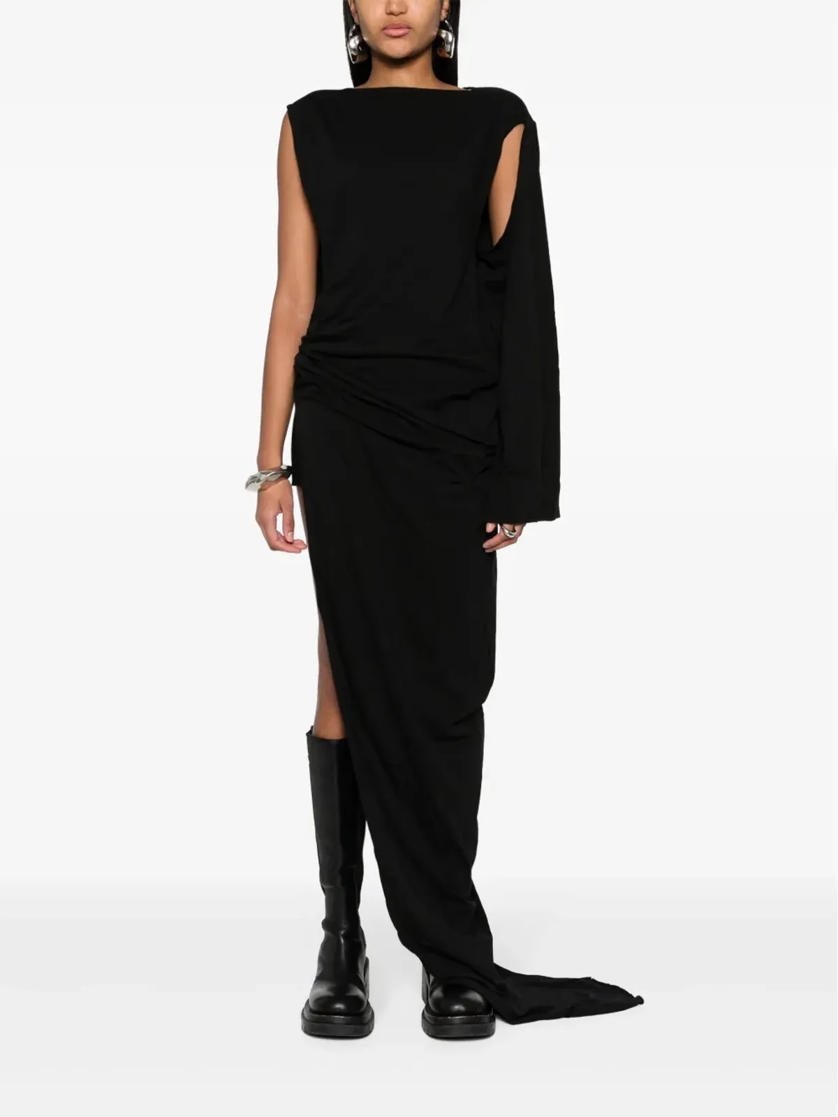 Rick Owens DRKSHDW エドフ ガウン コットン ドレス - ブラック - 画像2