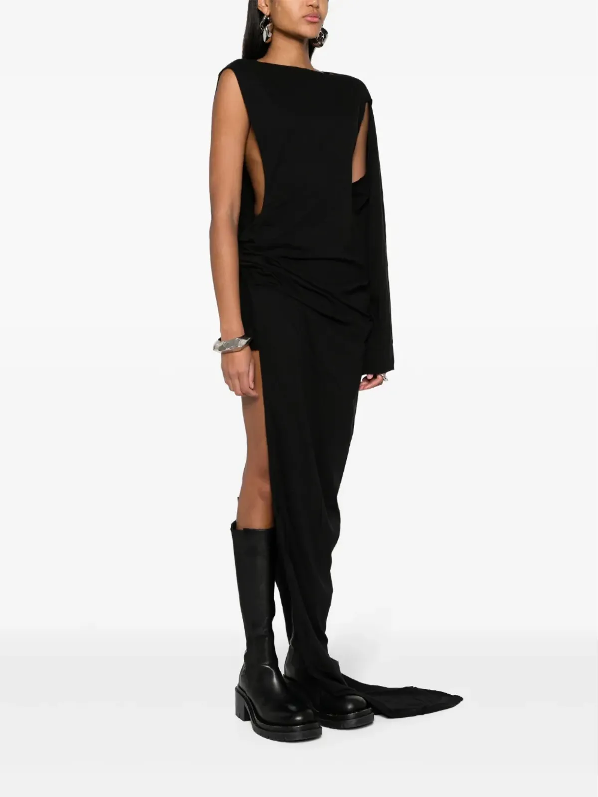 Rick Owens DRKSHDW エドフ ガウン コットン ドレス - ブラック - 画像3