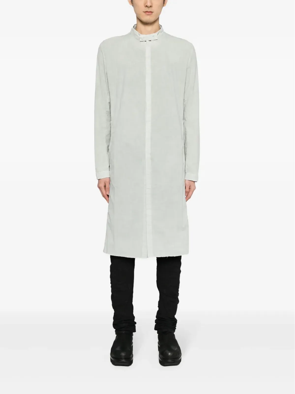 Boris Bidjan Saberi コットンリネン混紡 ロングシャツ - 画像2
