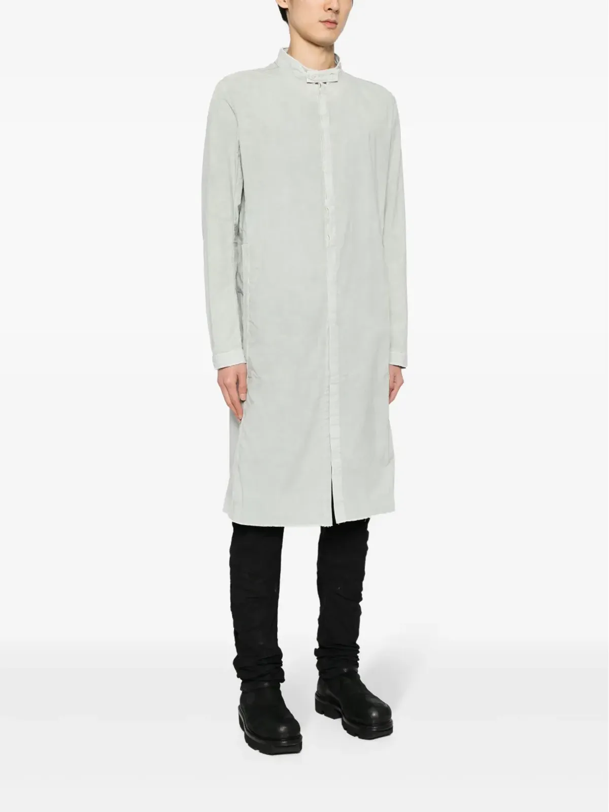 Boris Bidjan Saberi コットンリネン混紡 ロングシャツ - 画像3
