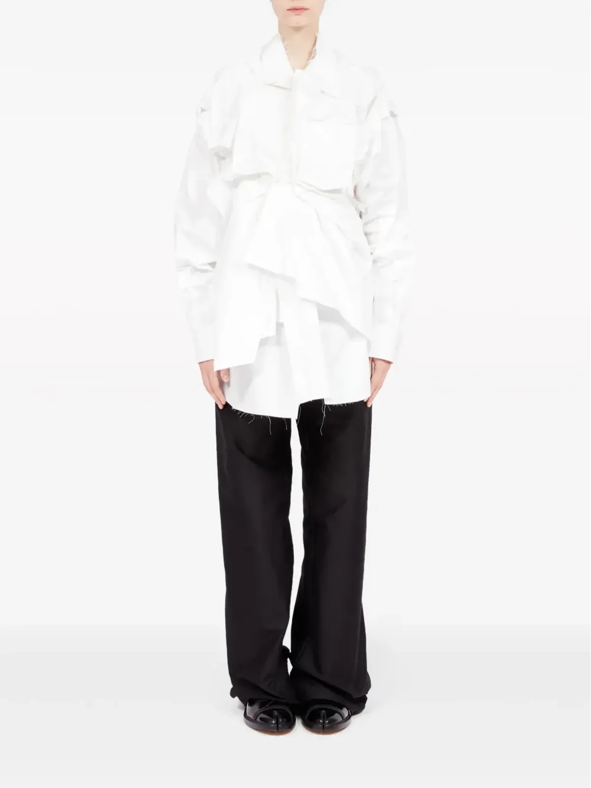 Maison Margiela ギャザー入りポプリンシャツ - ホワイト - 画像2