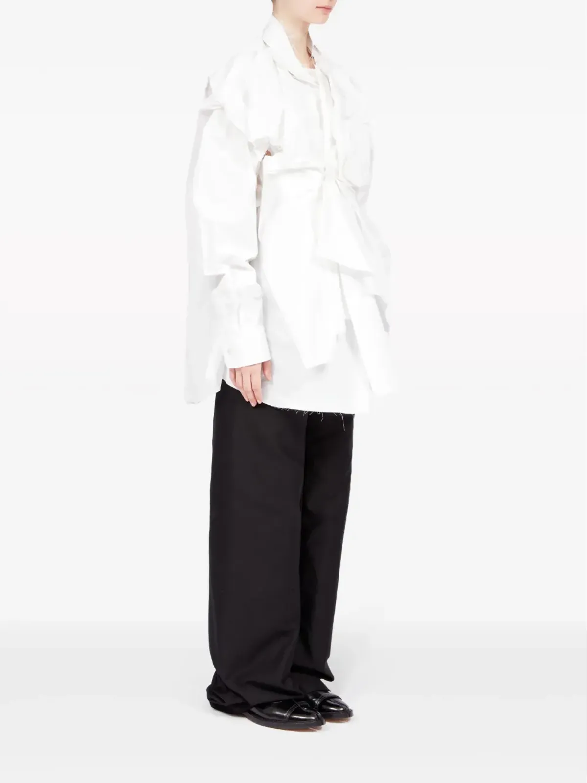 Maison Margiela ギャザー入りポプリンシャツ - ホワイト - 画像3