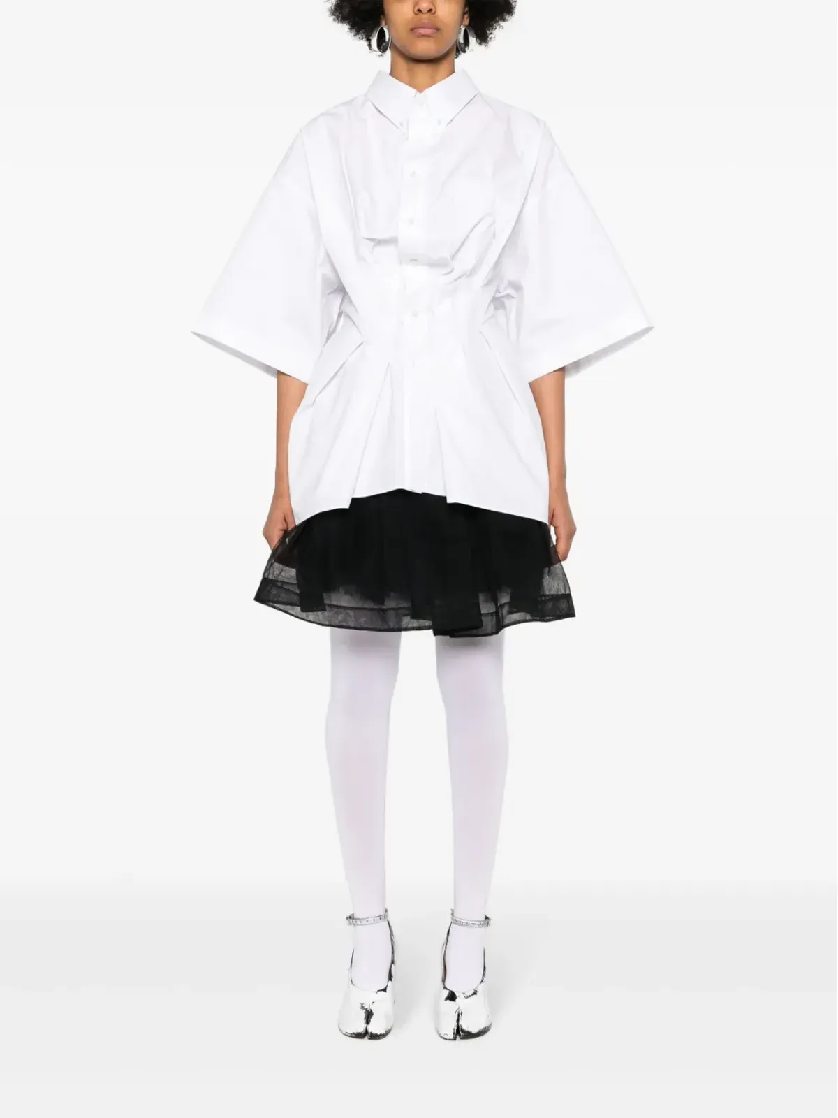 Maison Margiela しわ加工ポプリン生地のフィットシャツ - ホワイト - 画像2