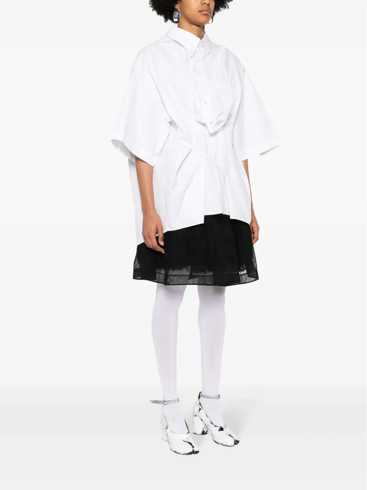 Maison Margiela しわ加工ポプリン生地のフィットシャツ - ホワイト - 画像3