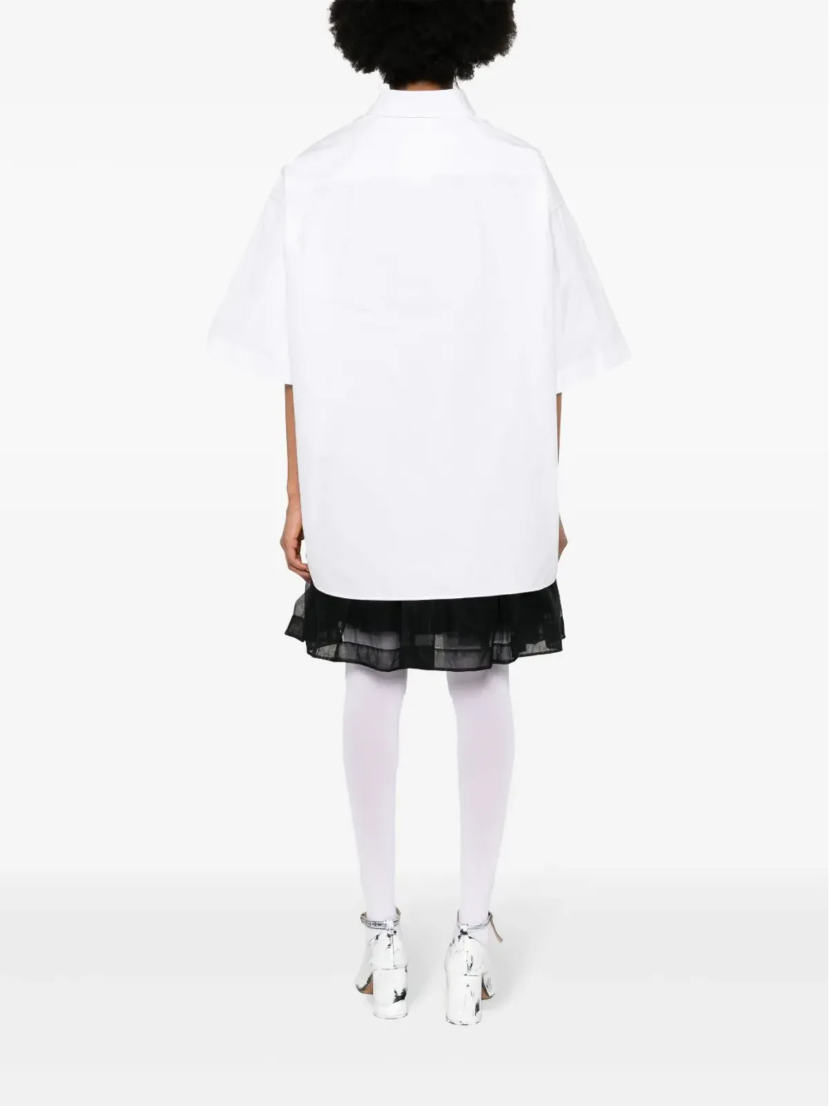 Maison Margiela しわ加工ポプリン生地のフィットシャツ - ホワイト - 画像4
