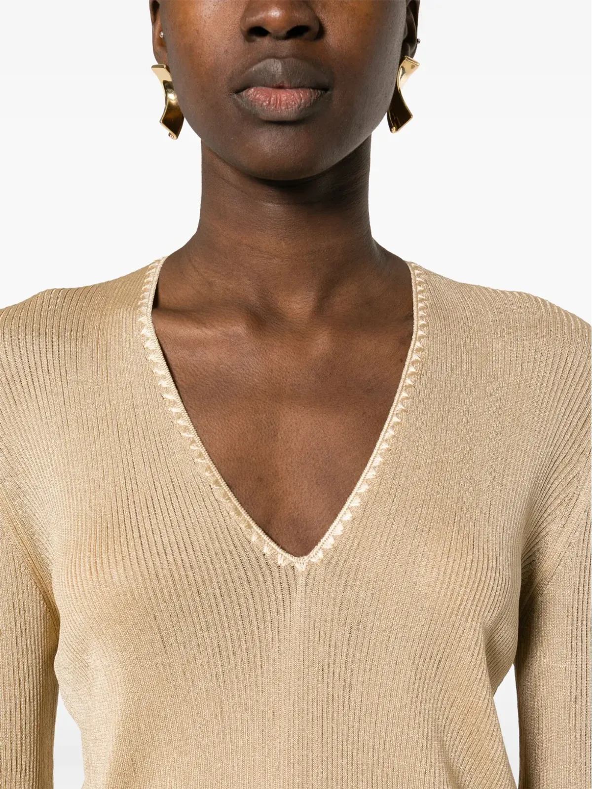TOM FORD リブ編みVネック セーター - ニュートラルカラー - 画像5