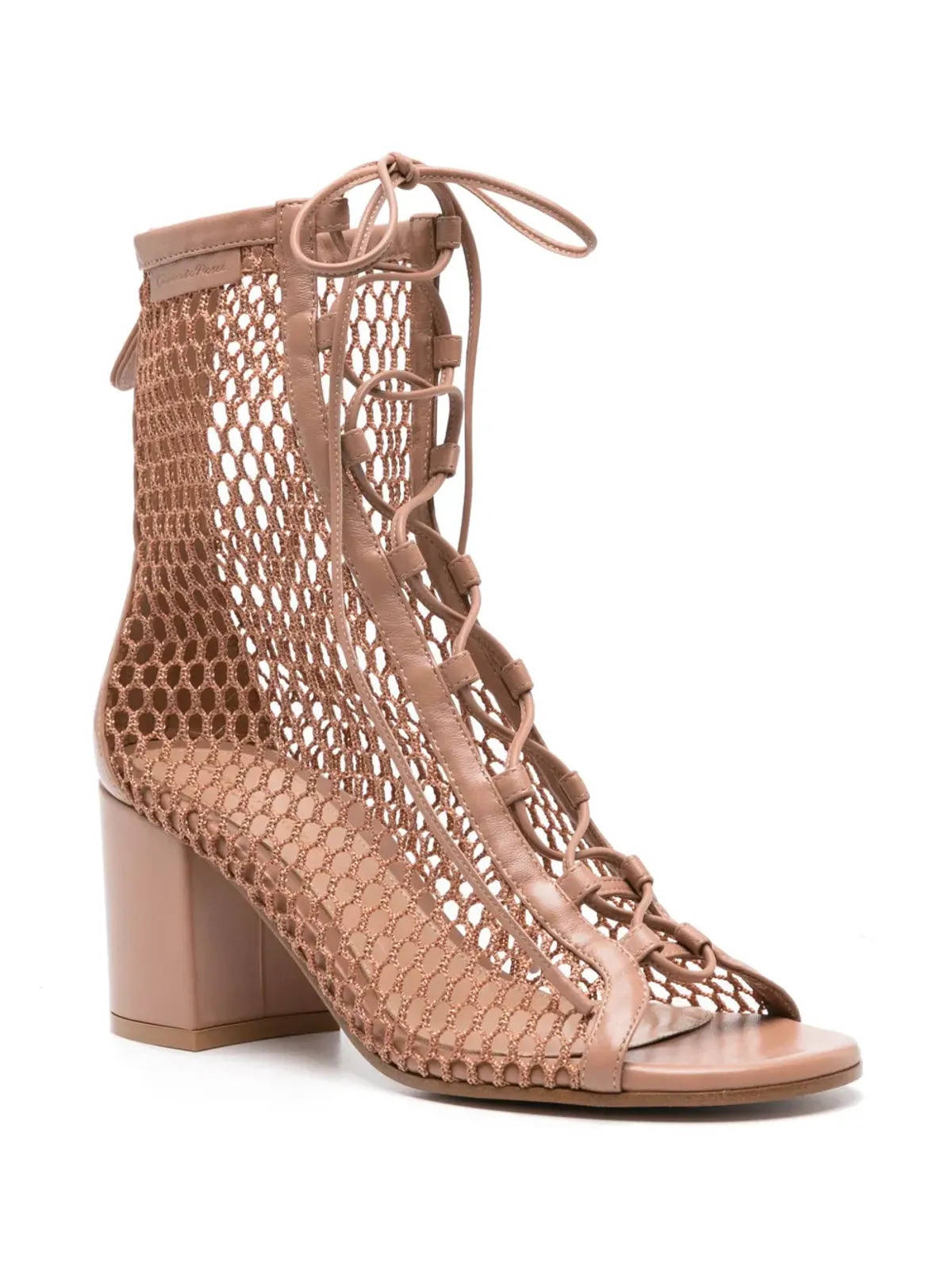 Gianvito Rossi オープンニットレースアップサンダル - ピンク - 画像2