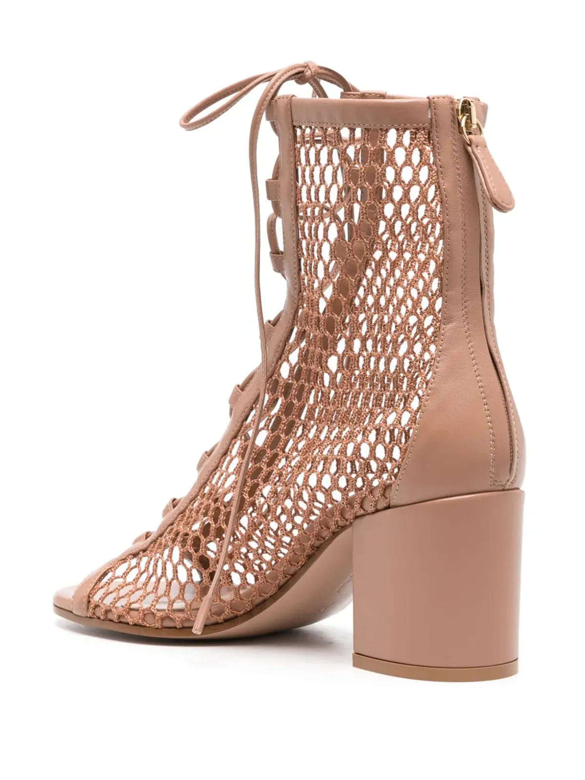 Gianvito Rossi オープンニットレースアップサンダル - ピンク - 画像3