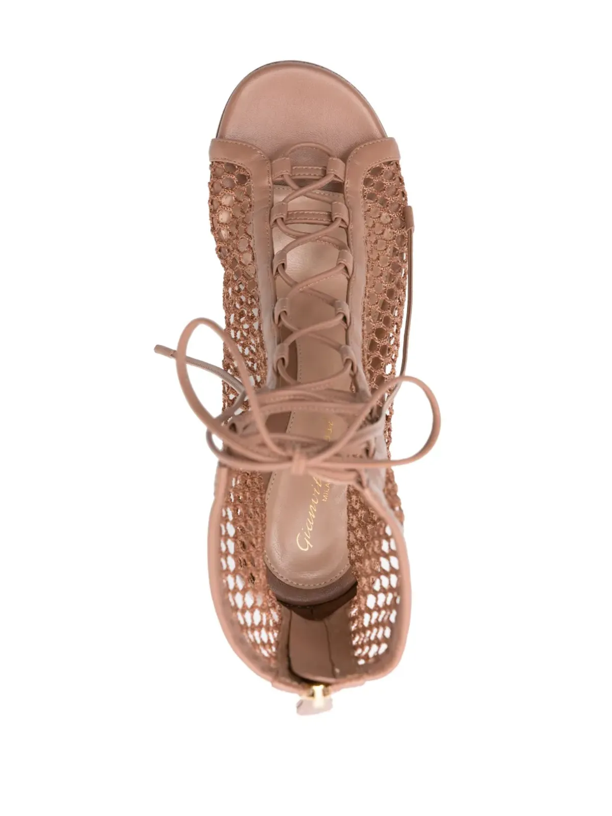 Gianvito Rossi オープンニットレースアップサンダル - ピンク - 画像4