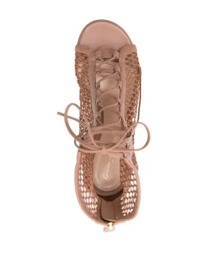 Gianvito Rossi オープンニットレースアップサンダル - ピンク - サムネイル4