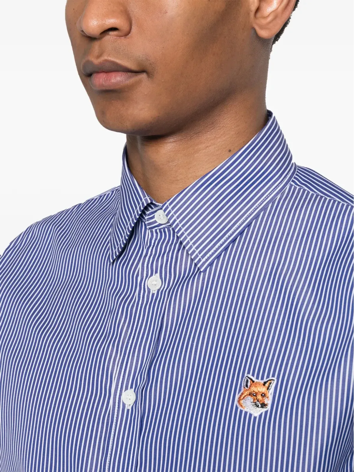 Maison Kitsuné フォックスヘッド コットンシャツ ブルー - 画像5