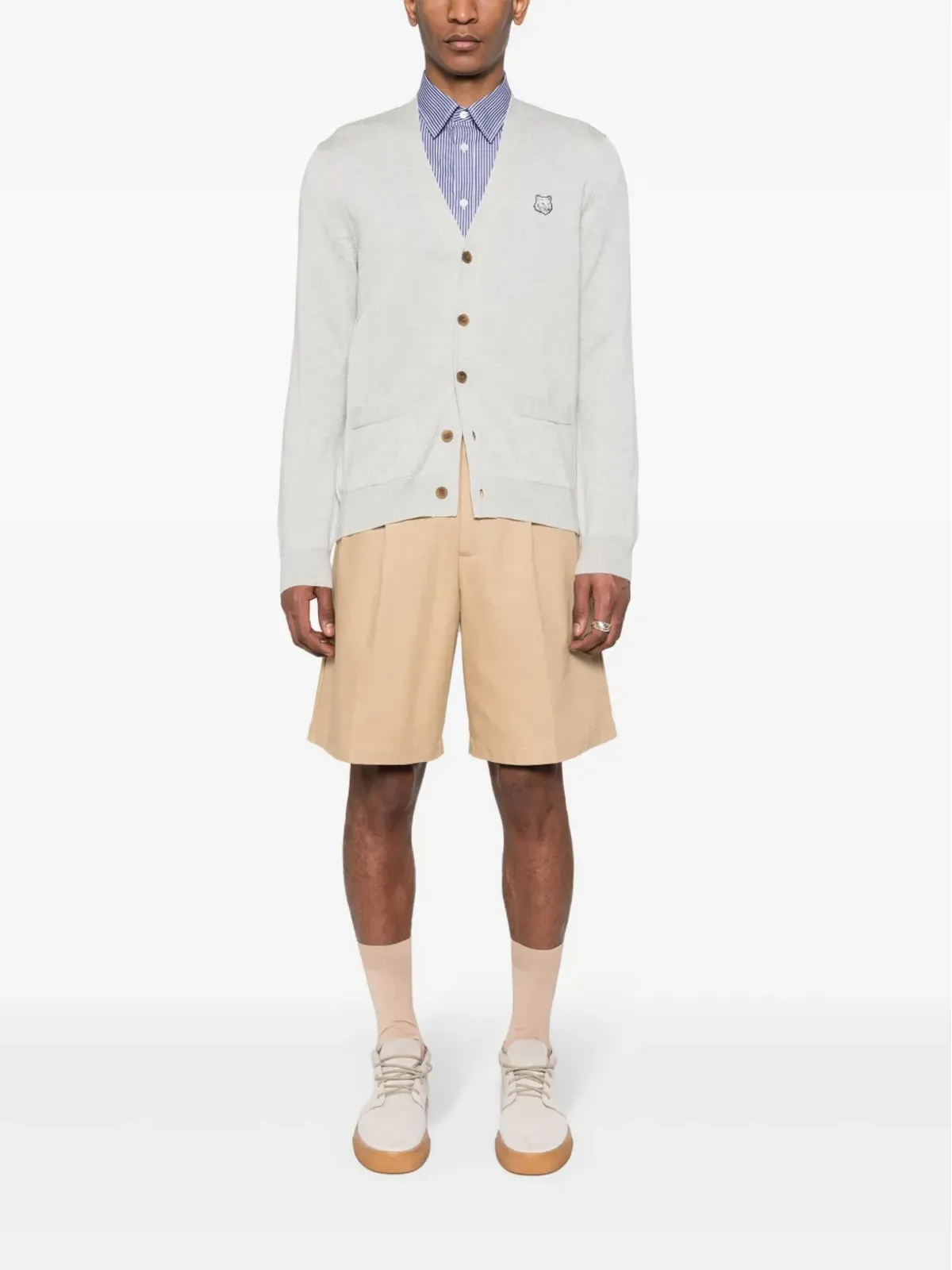 Maison Kitsuné フォックスヘッド コットンシャツ ブルー - 画像2