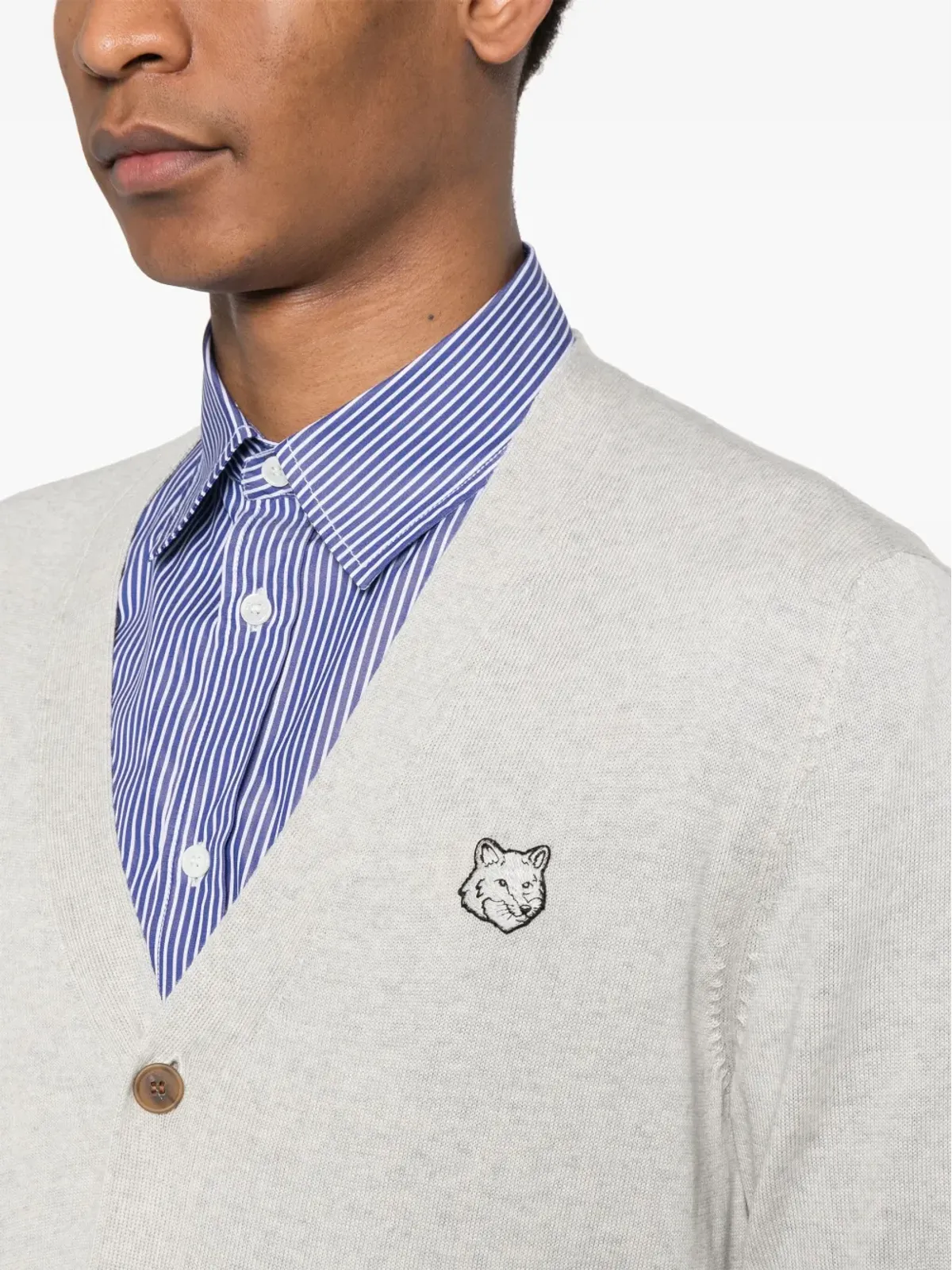 Maison Kitsuné Bold Fox Head ウールカーディガン - グレー - 画像5